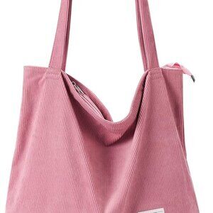 Women Corduroy Tote Bag Zipper Casual Tote's Handbag Big Capacity Shoulder Bag w